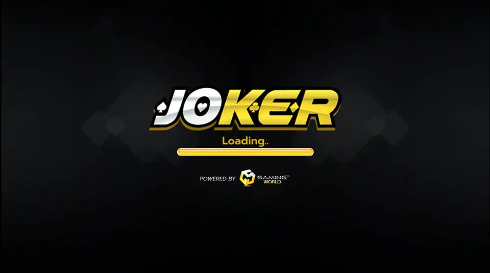 Joker123 loading screen with the gold JOKER logo on a black background